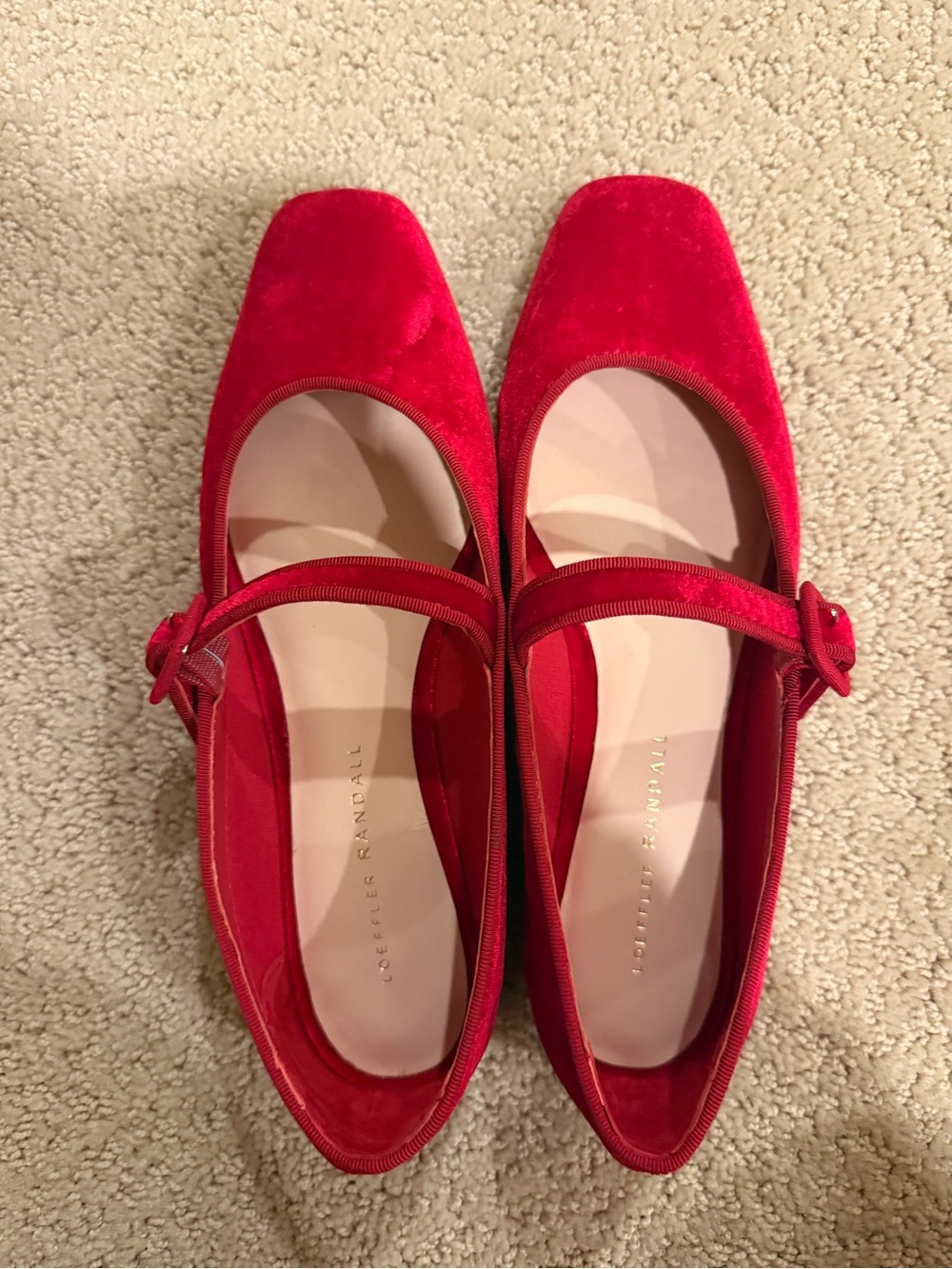 Loeffler Randall Red Velvet Mary Jane Flats